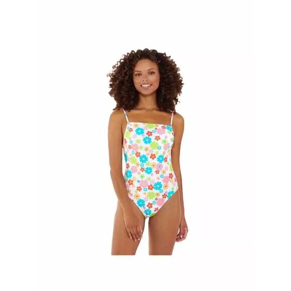 Junior's Ninety-Nine Daisy Floral Shirred One-Piece Swimsuit Size Small - Picture 2 of 9